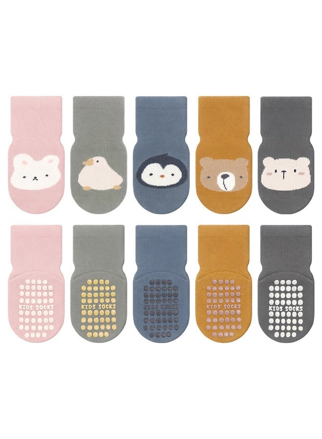 Hanayo 5 Pairs Kids Socks Girls and Boys Non-slip Floor Socks Comfortable Unisex Socks for Newborn Infant Toddlers Perfect for All Seasons(Multicolour) - Image 3